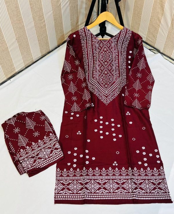 Chunri Print 2pc Stitched Suit Printed Dress