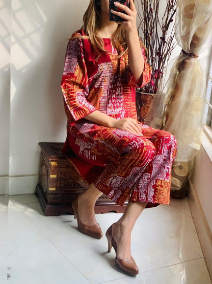 Mountain Block Print Stitched Suits